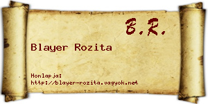 Blayer Rozita névjegykártya